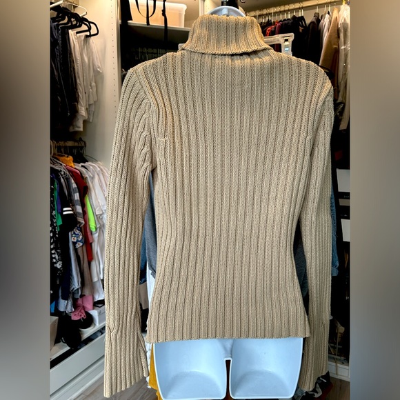 Cable knit sweater flare cuffs Taupe Medium - Picture 3 of 3